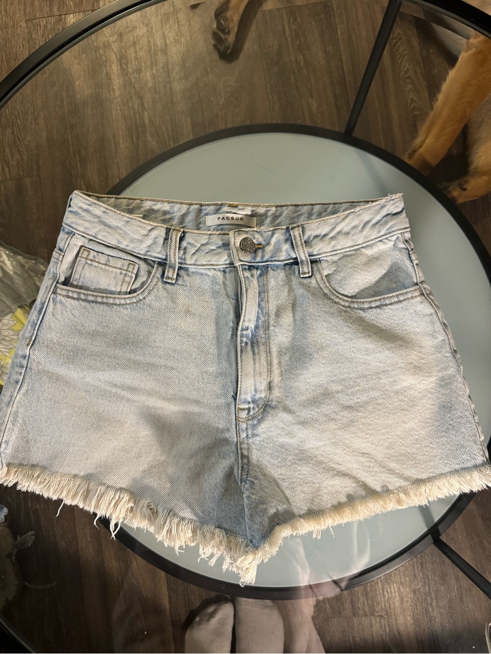 PacSun Light Blue High-Rise Frayed Denim Shorts